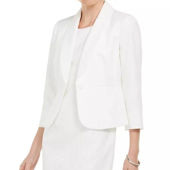 Kasper Jackets & Blazers - Kasper 3/4-Sleeve Textured-Leaf Blazer
